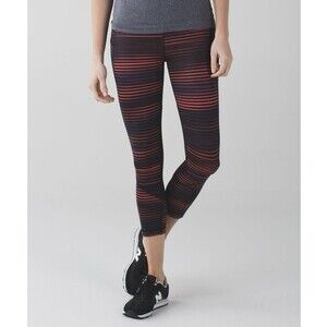 Lululemon Pace Rival Crop Full-On LuxtremeTwisted Dune Alarming Black Size 8
